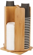Вращающийся настольный 4-х секционный бамбуковый органайзер для стаканов и крышек